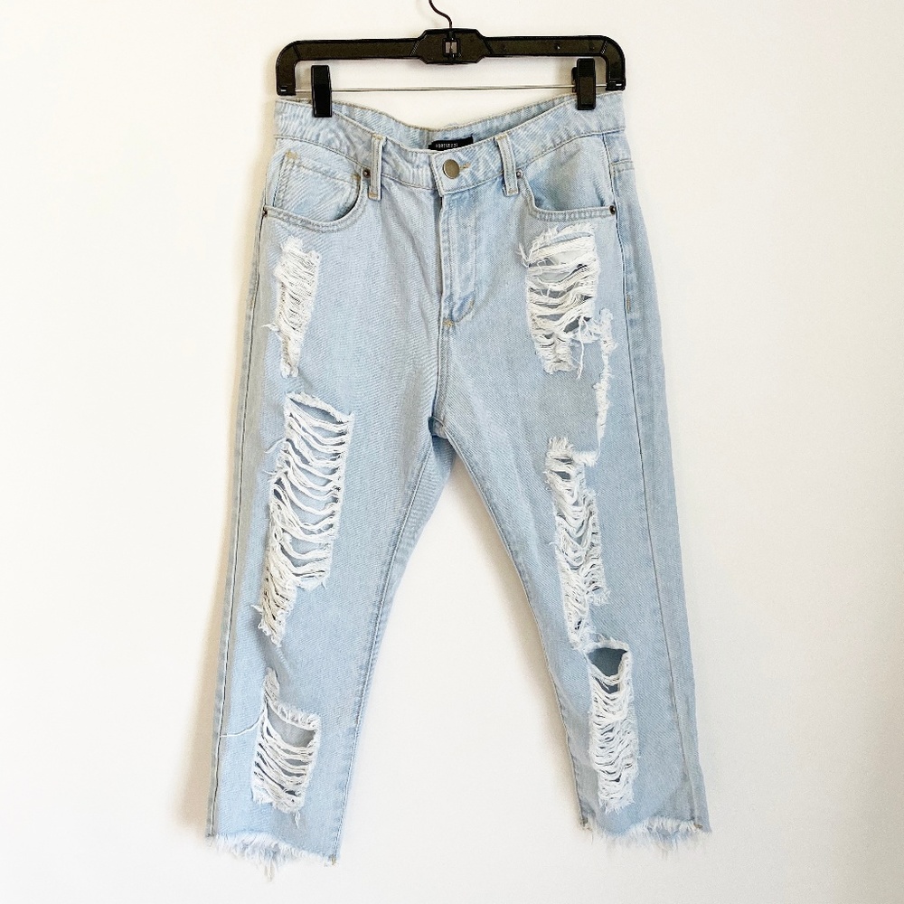 Forever 21 Cropped Denim Cutoff Jeans